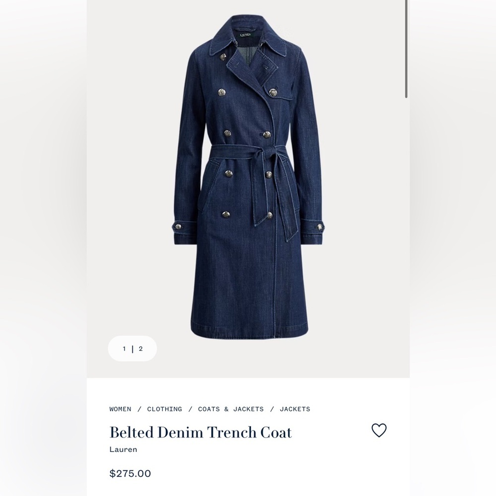 Ralph Lauren Belted Denim Trench Coat size 8 sold out - Picture 2 of 9